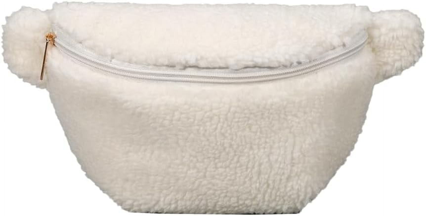 Municipal Fuzzy Crossbody Bag for Women Fanny Packs for Women Trendy Sling Purse Handbag Shoulder Bag for Travel Walk Winter