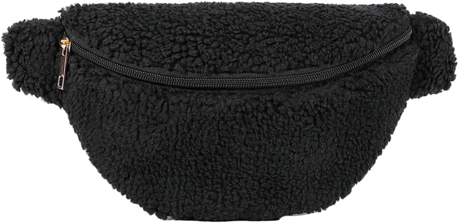 Municipal Fuzzy Crossbody Bag for Women Fanny Packs for Women Trendy Sling Purse Handbag Shoulder Bag for Travel Walk Winter