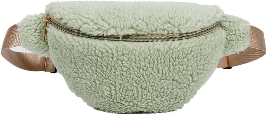 Municipal Fuzzy Crossbody Bag for Women Fanny Packs for Women Trendy Sling Purse Handbag Shoulder Bag for Travel Walk Winter