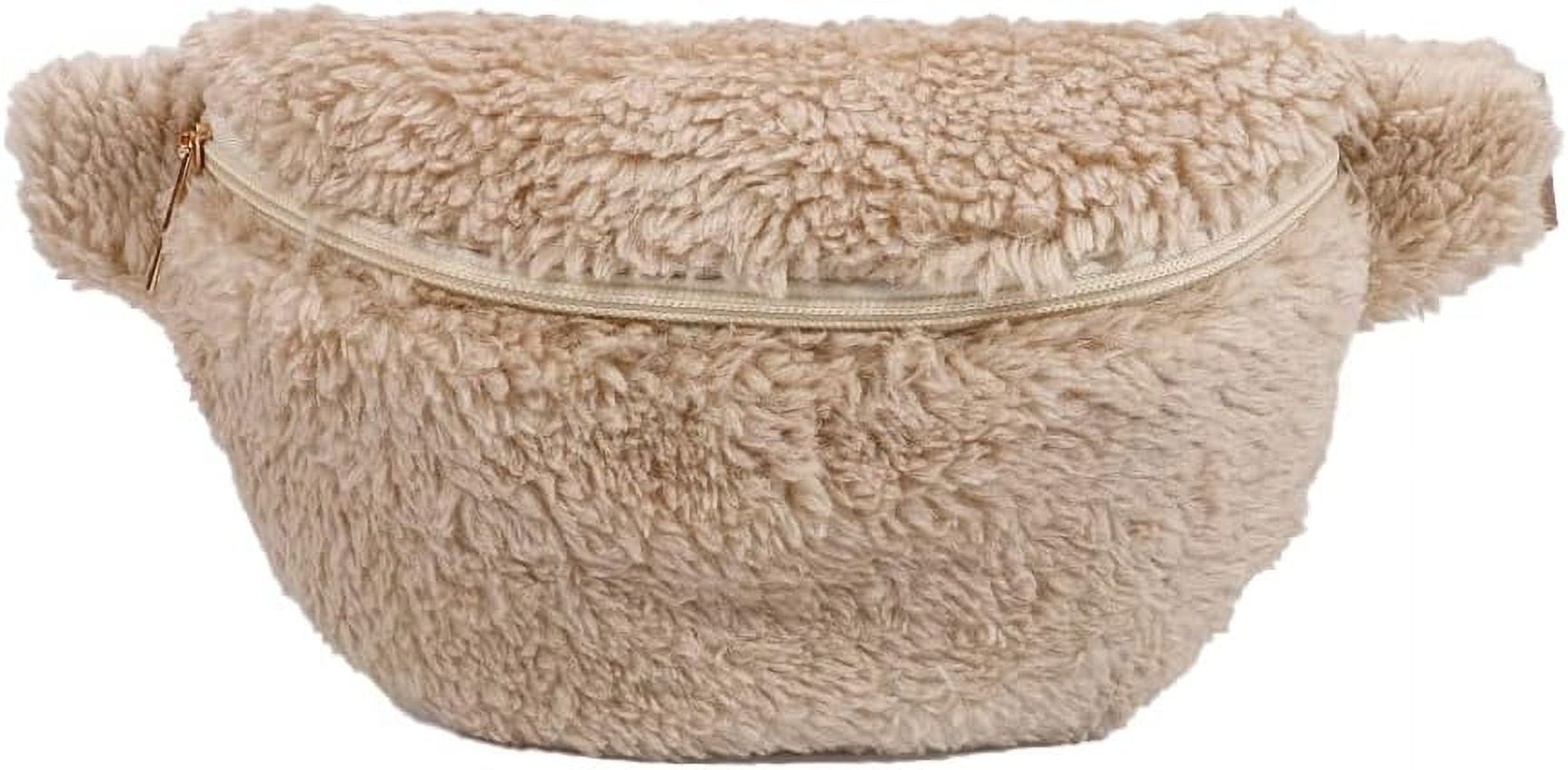 Municipal Fuzzy Crossbody Bag for Women Fanny Packs for Women Trendy Sling Purse Handbag Shoulder Bag for Travel Walk Winter