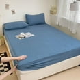thumbnail image 1 of Municipal No Pop -Off Elastic Sheet,Solid Color Quilted Waterproof Urine -Proof Mattress Protector, Elderly and Children's Bedroom Mattress Topper,Blue,160x200cm (1pcs), 1 of 8