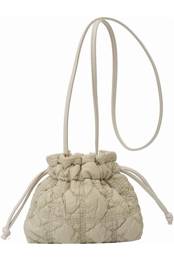 Quilted Bags Mini Puffer Crossbody Bag Puffy Purse for Women Drawstring Clutch Bag Small Shoulder Purse
