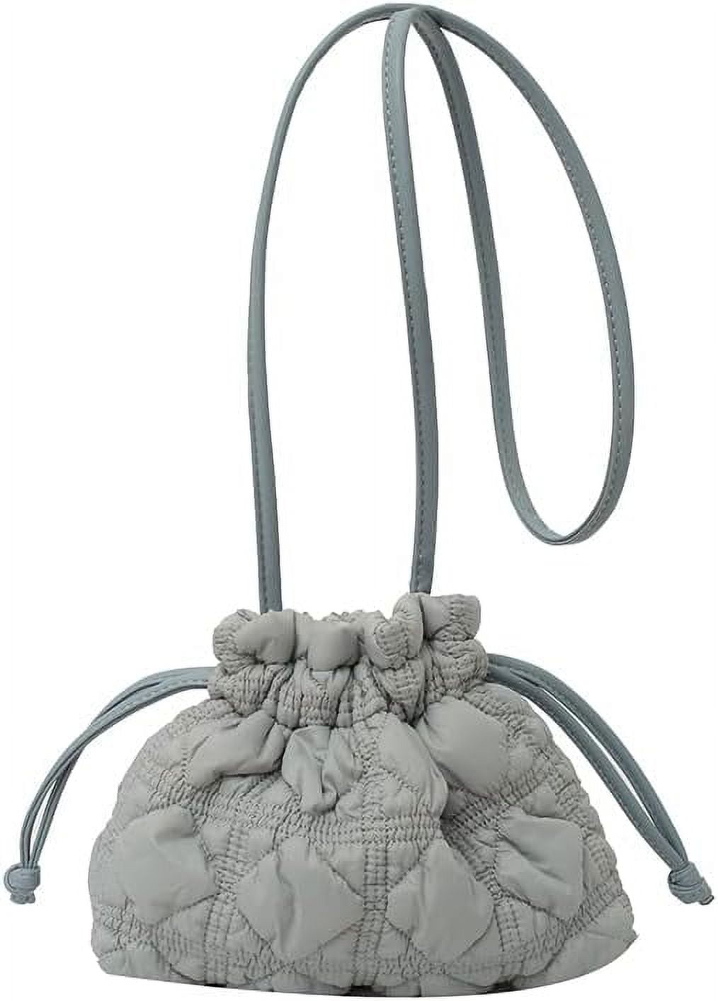 HLSOHJP Quilted Bags Mini Puffer Crossbody Bag Puffy Purse for Women Drawstring Clutch Bag Small Shoulder Purse