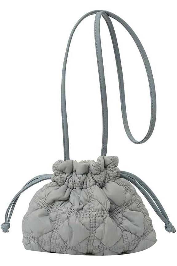 Quilted Bags Mini Puffer Crossbody Bag Puffy Purse for Women Drawstring Clutch Bag Small Shoulder Purse