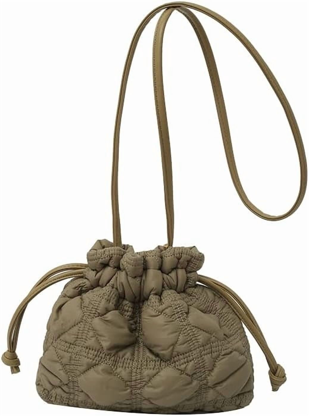 HLSOHJP Quilted Bags Mini Puffer Crossbody Bag Puffy Purse for Women Drawstring Clutch Bag Small Shoulder Purse