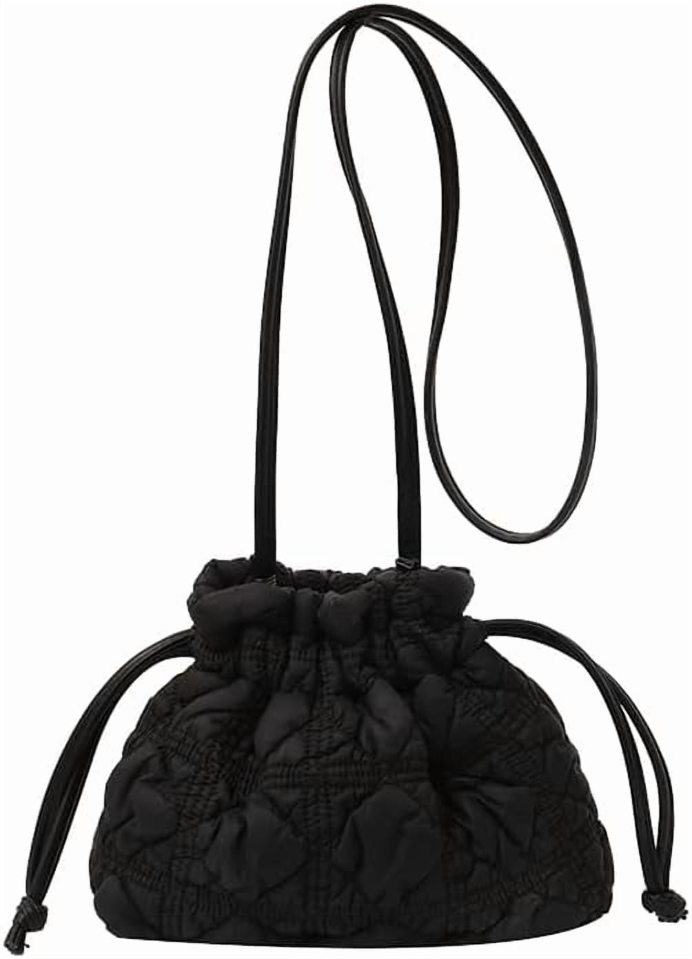 HLSOHJP Quilted Bags Mini Puffer Crossbody Bag Puffy Purse for Women Drawstring Clutch Bag Small Shoulder Purse