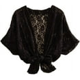 thumbnail image 1 of Municipal Sheer Shrug Tie Front Short Sleeve Lace Cropped Bolero Cardigan Floral Lace Shrug Top, 1 of 5