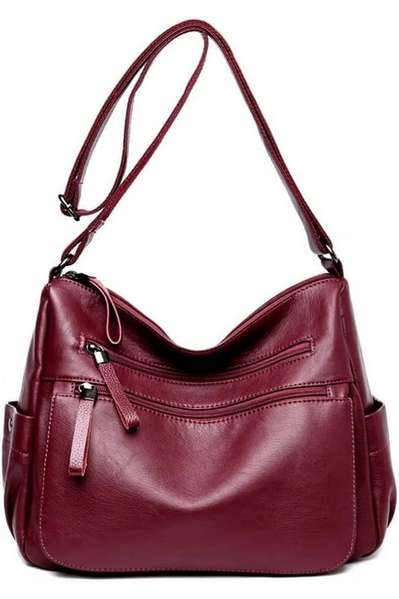 Shoulder Bag for Women Large Capacity Crossbody Bag PU Leather Satchel Retro Handbag Purse