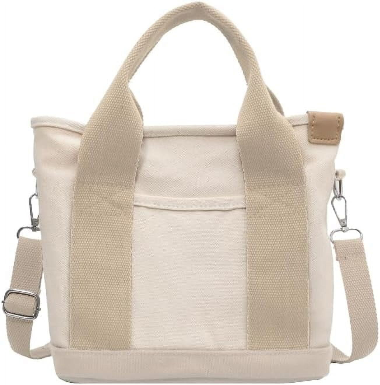 Small Canvas Tote Bag With Zipper - Multi-Pocket Crossbody Shoulder Bag For Women, 12.6x11.4 Inches - View #5