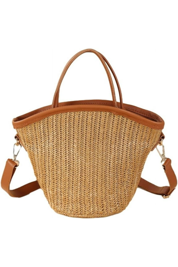 Straw Beach Bags for Women Woven Crossbody Bags Handmade Tote Bag Raffia Bag Straw Purse Sling Bag Handbag Summer Vacation