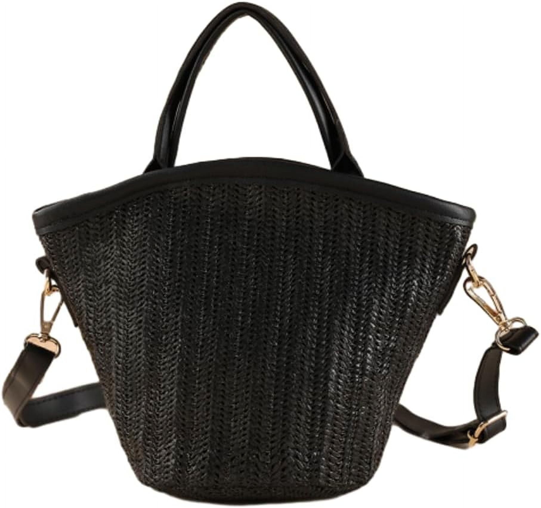 HLSOHJP Straw Beach Bags for Women Woven Crossbody Bags Handmade Tote Bag Raffia Bag Straw Purse Sling Bag Handbag Summer Vacation