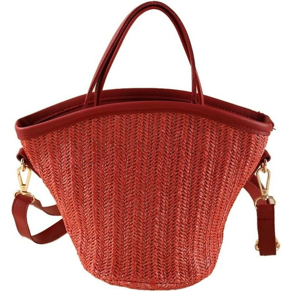 Municipal Straw Beach Bags for Women Woven Crossbody Bags Handmade Tote Bag Raffia Bag Straw Purse Sling Bag Handbag Summer Vacation