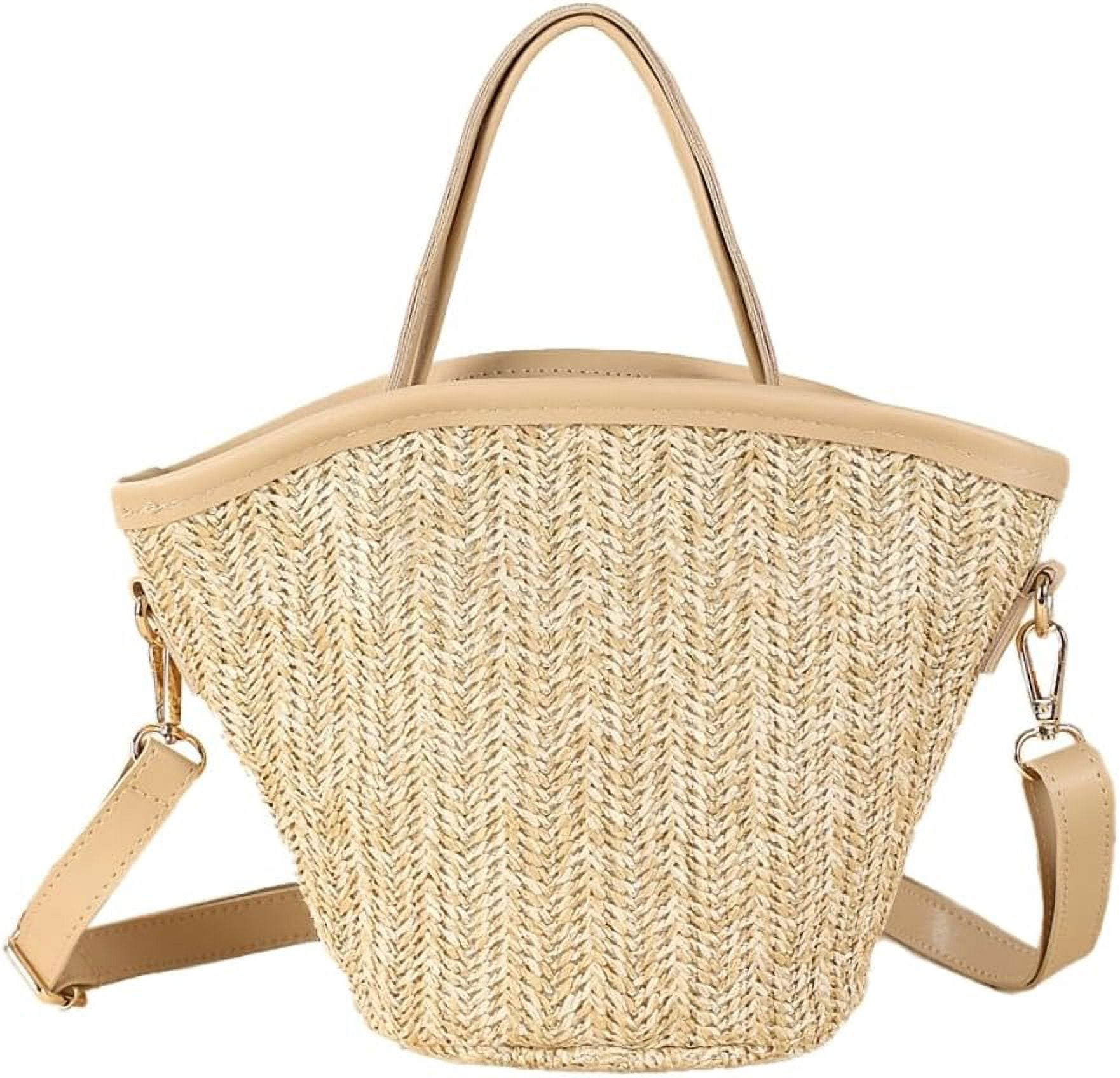 Municipal Straw Beach Bags for Women Woven Crossbody Bags Handmade Tote Bag Raffia Bag Straw Purse Sling Bag Handbag Summer Vacation