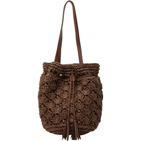 Municipal Straw Tote Bags for Women Woven Handbags for Women Handmade Bucket Bag Summer Beach Bag Hobo Bag Shoulder Bag