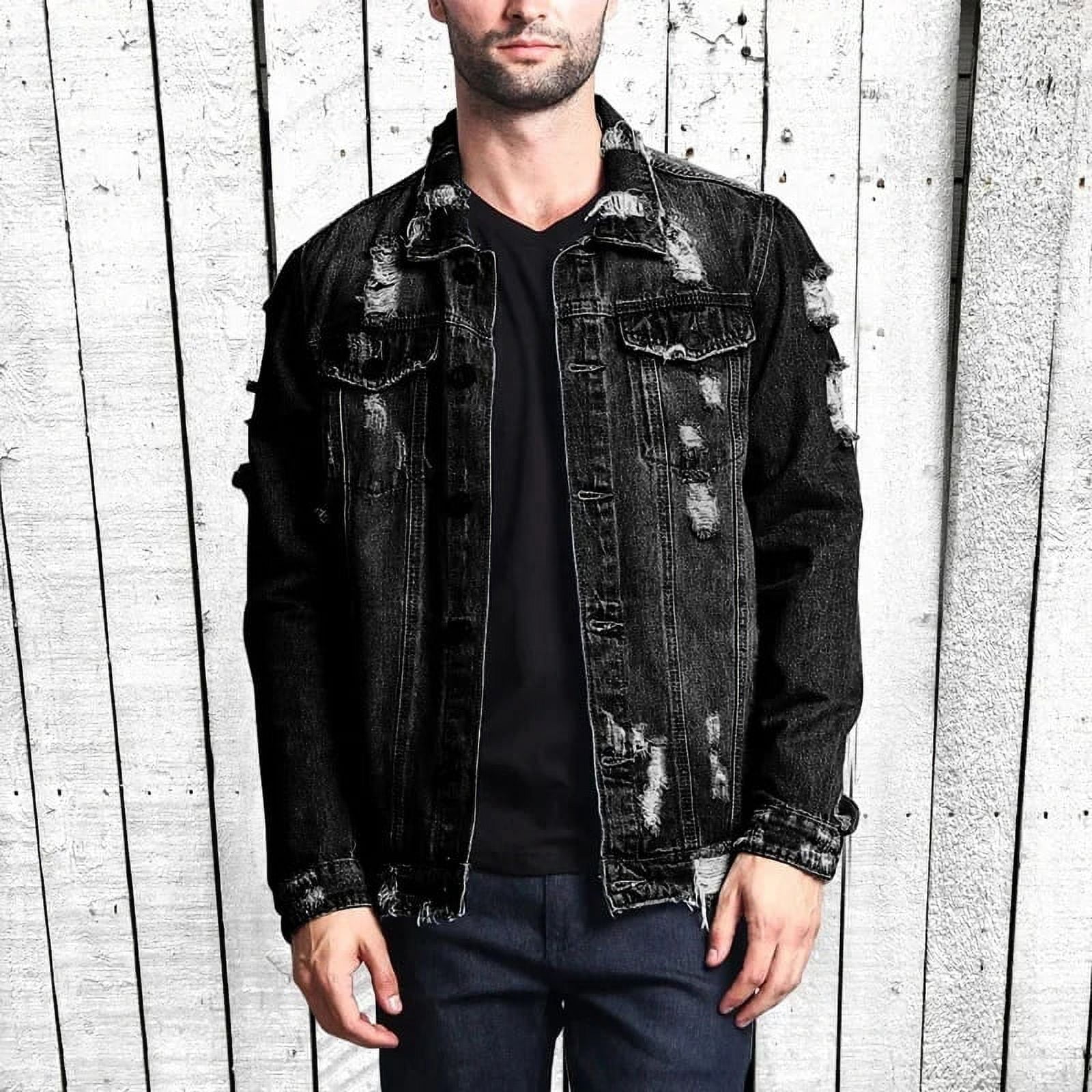Municipal Street Fashion Ripped Denim Jacket Men's Classic Vintage ...
