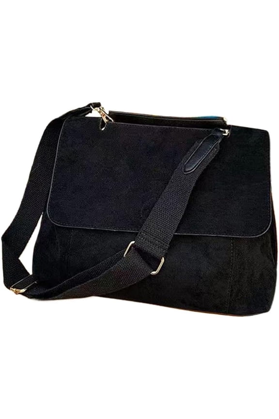 HLSOHJP Suede Tote Bag Retro Work Bag Suede Shoulder Bag Crossbody Purse for Women Office Tote Handbag