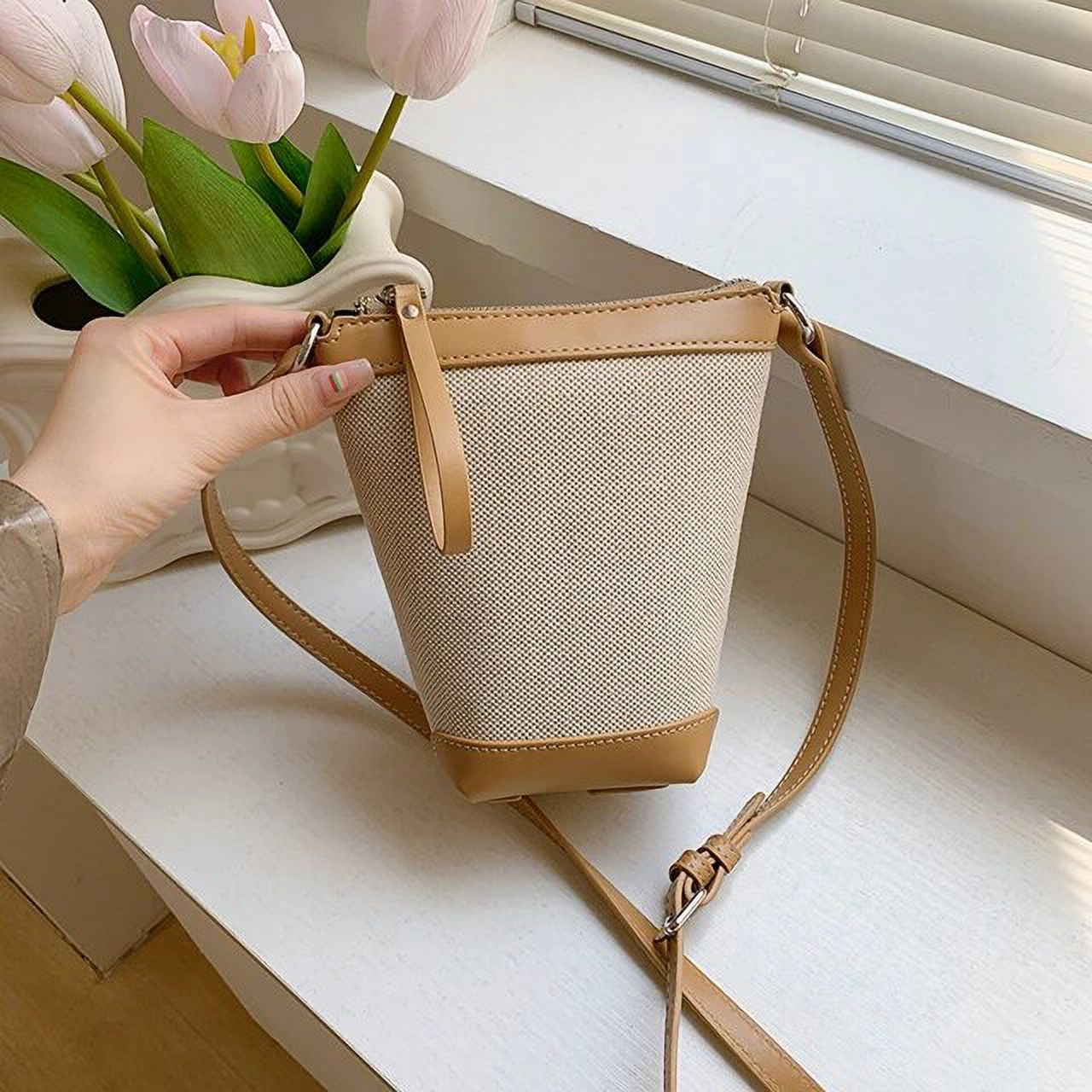Municipal Summer Straw Crossbody Shoulder Bags For Women Rattan Bucket