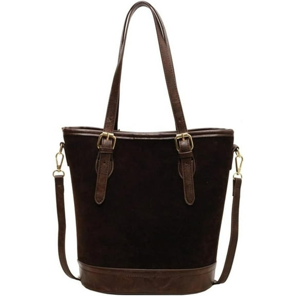 HLSOHJP Trendy Suede Crescent Shoulder Bag Women Bucket Satchels Crossbody Purse Retro Top-handle Travel Tote Handbag