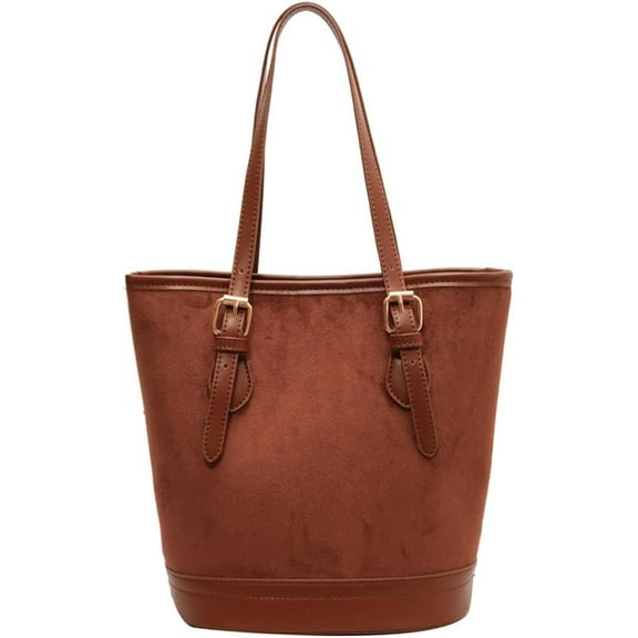 HLSOHJP Trendy Suede Crescent Shoulder Bag Women Bucket Satchels Crossbody Purse Retro Top-handle Travel Tote Handbag