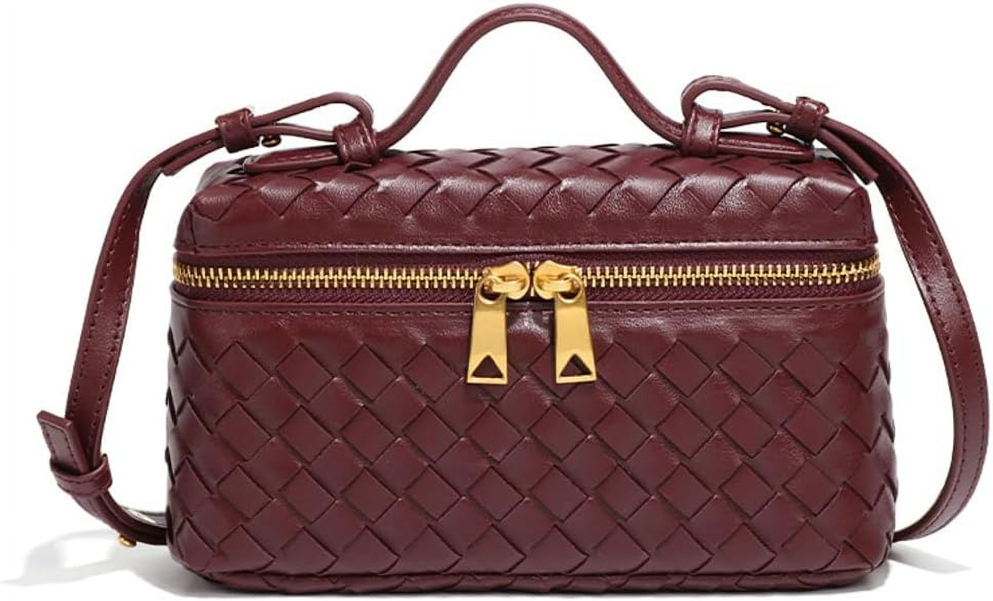 Women's Small Square Shoulder Bag - PU Leather Box Satchel With Adjustable Strap, Cute Tote Handbag