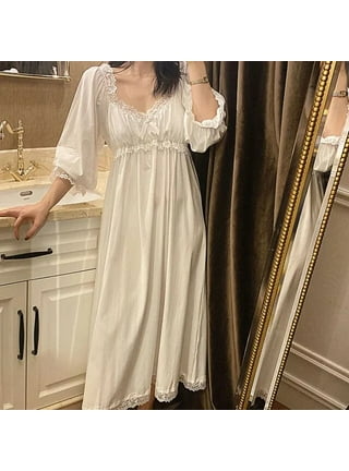 Romantic Nightgown Women Mesh Lace Peignoir Victorian Sleep Night