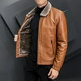 Municipal Winter Fashion Warmth Thickened Leather Jacket Lapel Solid