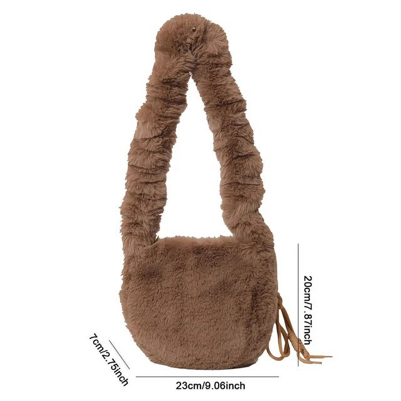 Municipal Women Plush Drawstring Shoulder Bag Y2K Fluffy Handbag Faux ...