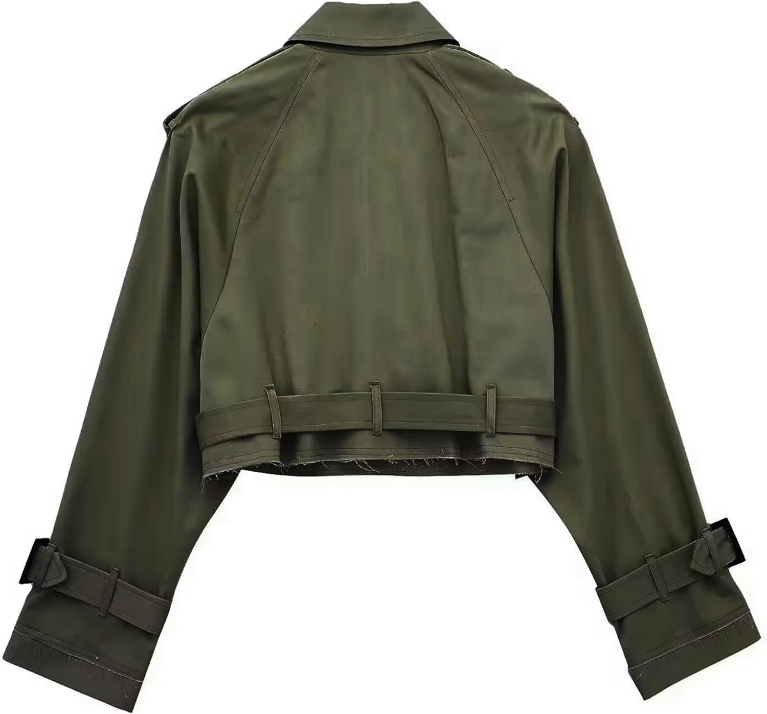 Municipal Women's Cropped Jacket Lapel Double Breasted Belted Trench