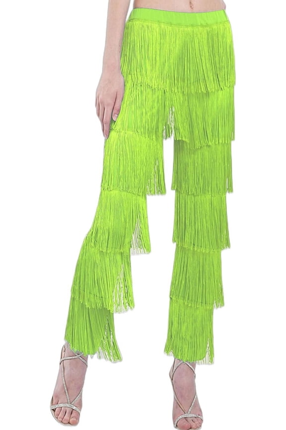 Women's Latin Dance Pants Tassel Ballroom Dance Professional Black Adult Fringe Rumba Tango Salsa Practice Pants