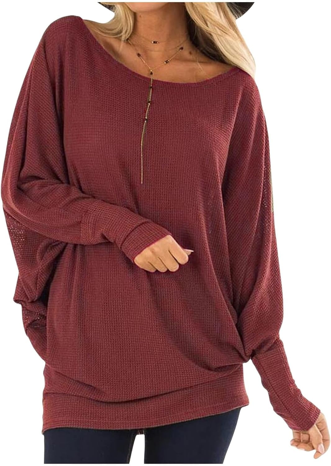 Municipal Women s Off The Shoulder Long Sleeve Pullover Knit Jumper Baggy Solid Sweater Walmart