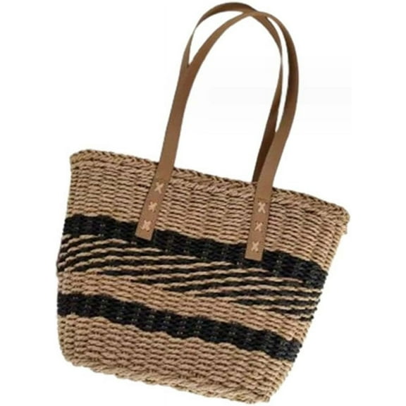 Municipal Women's Straw Woven Tote Bag Beach Handmade Weaving Shoulder Bag Purse Straw Handbag Straw Beach Bag Summer Beach Tote