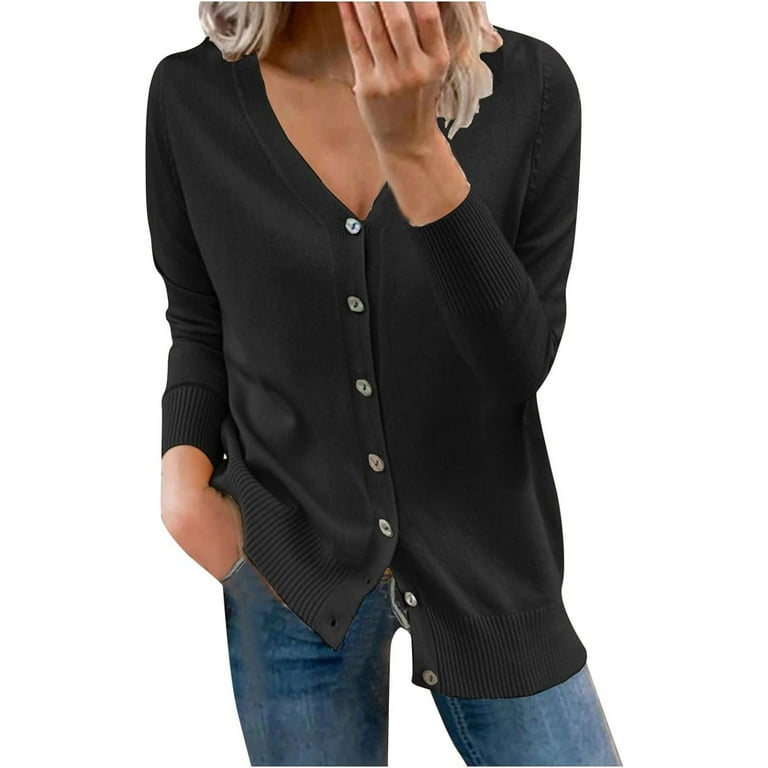 Casual Solid V-Neck Back Bandage Split Knitting Cardigan