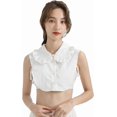 thumbnail image 1 of Municipal Womens Ruffle Fake Collar Peter Pan Collar Half Shirt Blouse Collar Detachable Collar with Bow Tie, 1 of 7