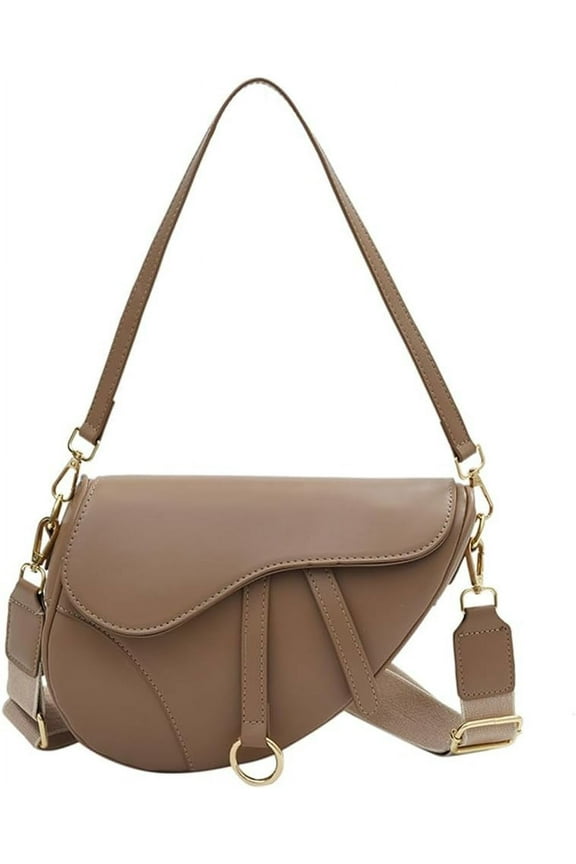 Womens Saddle Shoulder Bag PU Leather Black Mini Crossbody Underarm Satchel Bags Small Handbag Clutch Purse