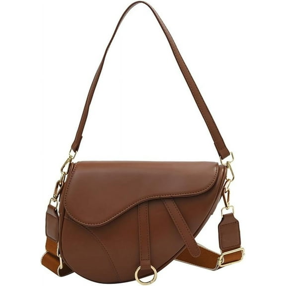 HLSOHJP Womens Saddle Shoulder Bag PU Leather Black Mini Crossbody Underarm Satchel Bags Small Handbag Clutch Purse