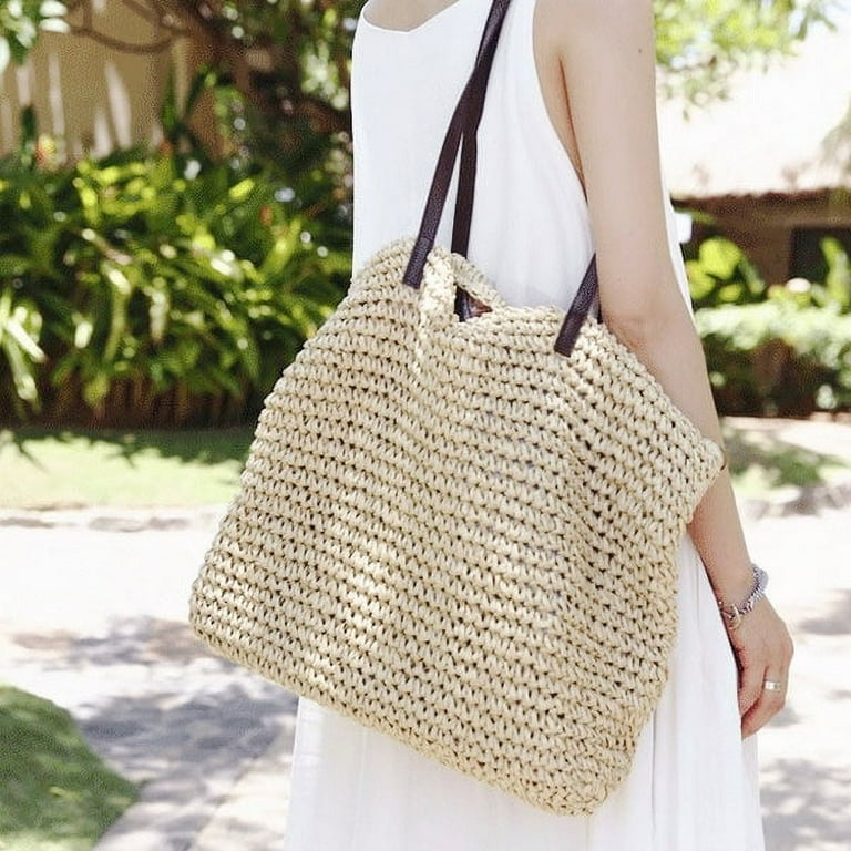 Fashion Large offers Capacity Straw Tote Bag Designer Women Shoulder Bags Handmade Woven Lady Handbags Summer Beach Basket Purses