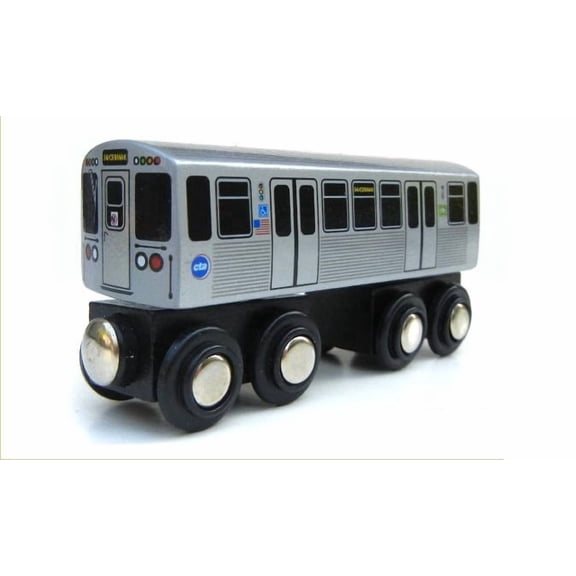Munipals MP03-11PP Wooden Subway Train Chicago CTA Purple Line "L" Linden Wooden Subway Car