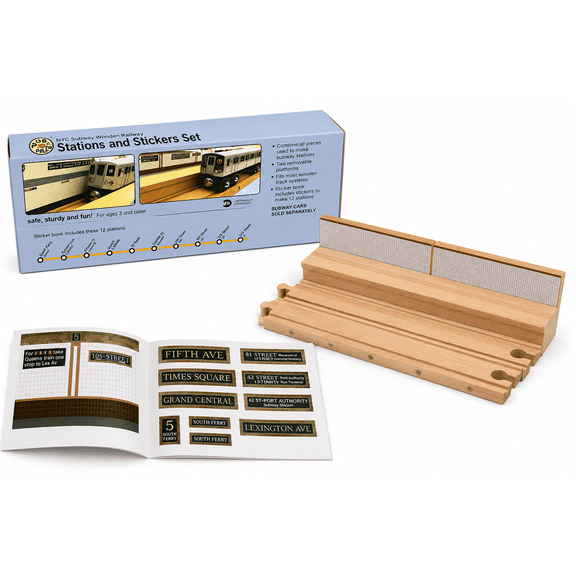 Munipals NYC Subway Stations & Stickers Set Wooden Railway Accessory MP01-51SS