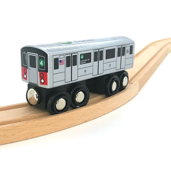 Munipals R142 NYC Subway Line 4-Train Lexington Av Express Wooden Train Car