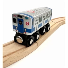 Munipals R15 NYC Subway 9-Train Platinum Mist BroadwaySeventh Avenue Local Wooden Train Car