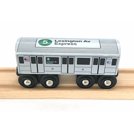 Munipals R142 NYC Subway 5 Line Train Lexington Ave Express Wooden Train Car