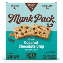 Munk Pack 1g Sugar Chewy Granola Bars, Coconut Chocolate Chip, Box, 4 Count