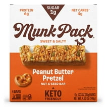 Munk Pack 1g Sugar Nut and Seed Bars, Peanut Butter Pretzel, Box, 4 Count