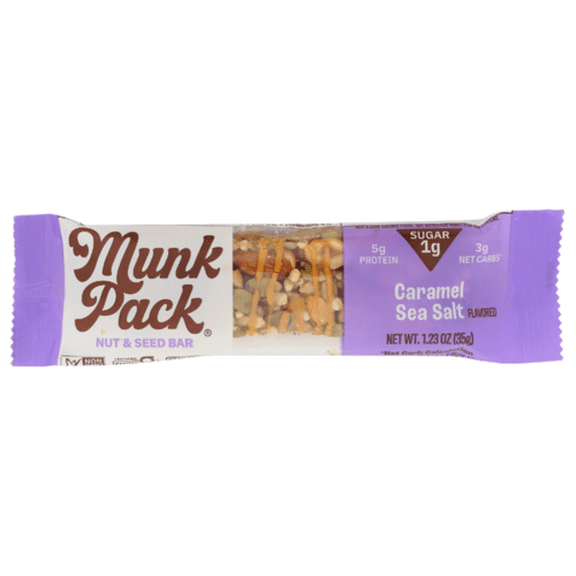 Munk Pack Caramel Sea Salt Nut & Seed Keto Bar 1.23 oz - Pack of 3