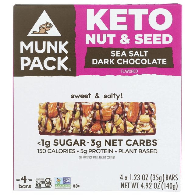 Munk Pack Keto Nut OIF8 and Seed Bar Sea Salt Dark Chocolate Flavored