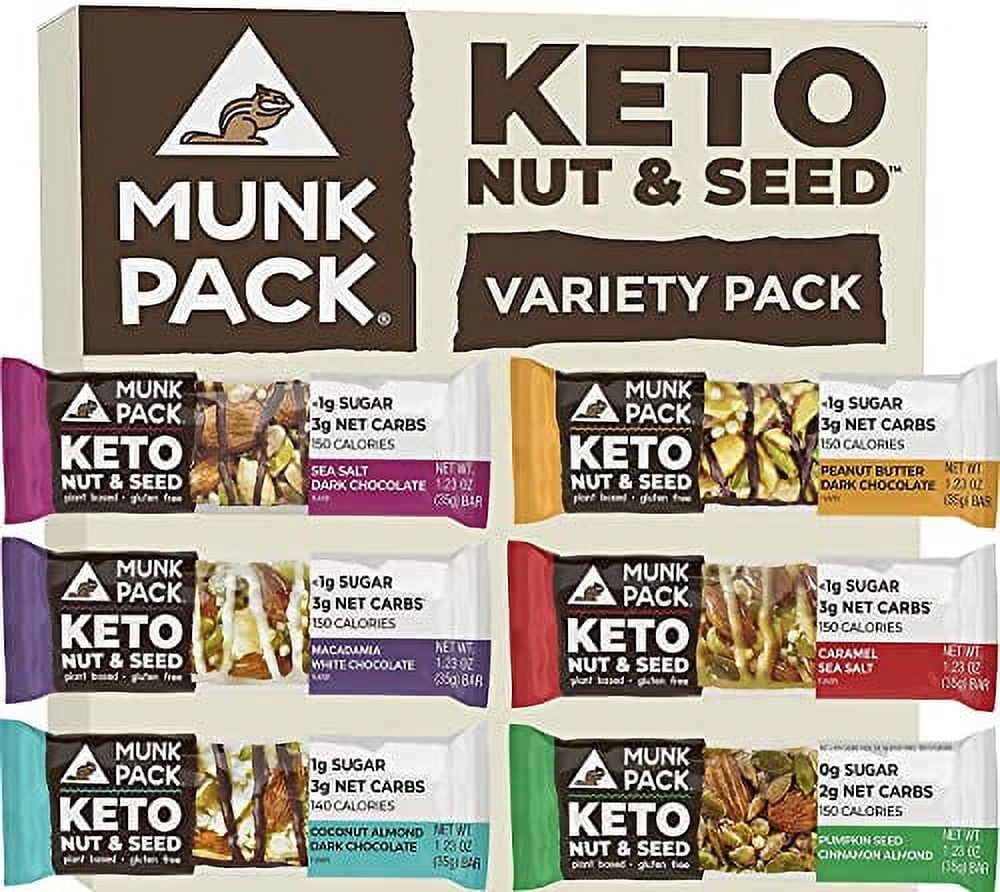 Munk Pack Keto Nut & Seed Bar Variety Pack 6 Bars Low Carb Keto