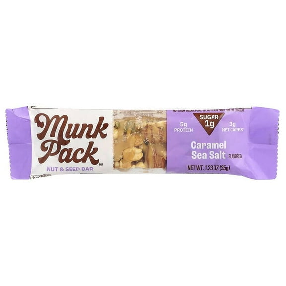 Munk Pack, Nut & Seed Bar, Caramel Sea Salt, 1.23 oz Pack of 3
