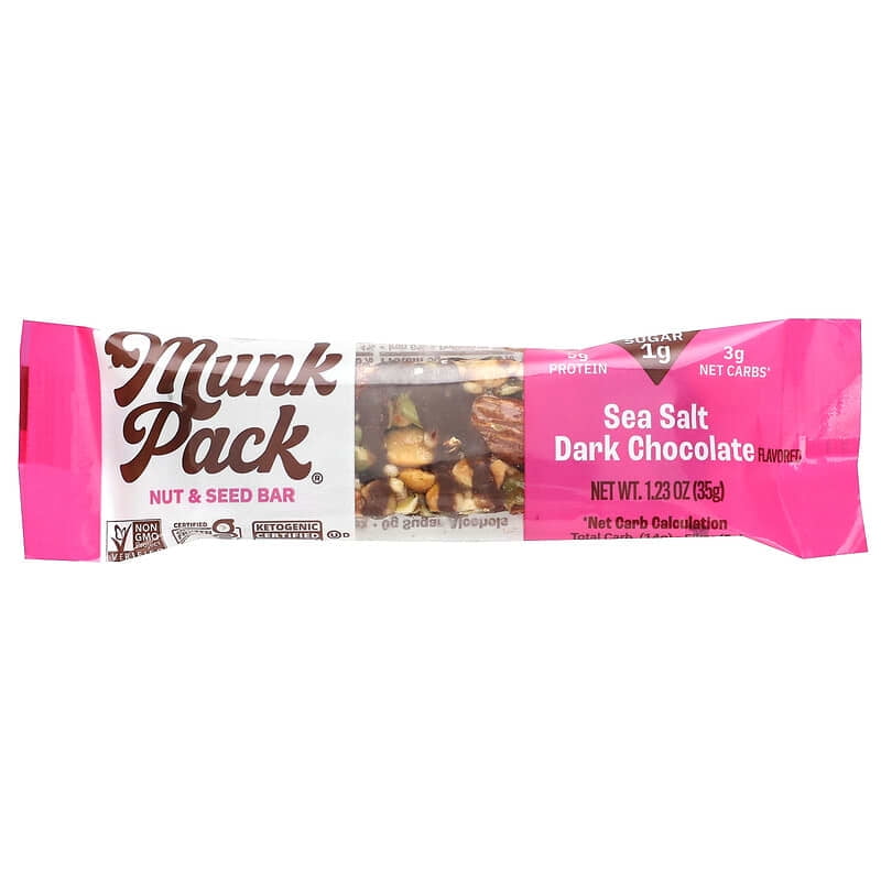 Munk Pack, Nut & Seed Bar, Sea Salt Dark Chocolate, 1.23 oz Pack of 3