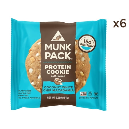 Munk Pack Protein Cookie, Coconut White Chocolate Macadamia, 2.96 Oz, 6 Ct