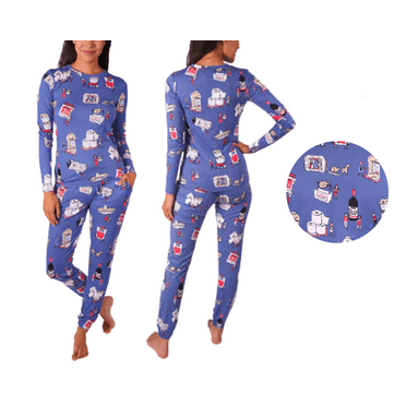Munki Munki Ladies' Costco 3-piece Pajama Set, Blue XS